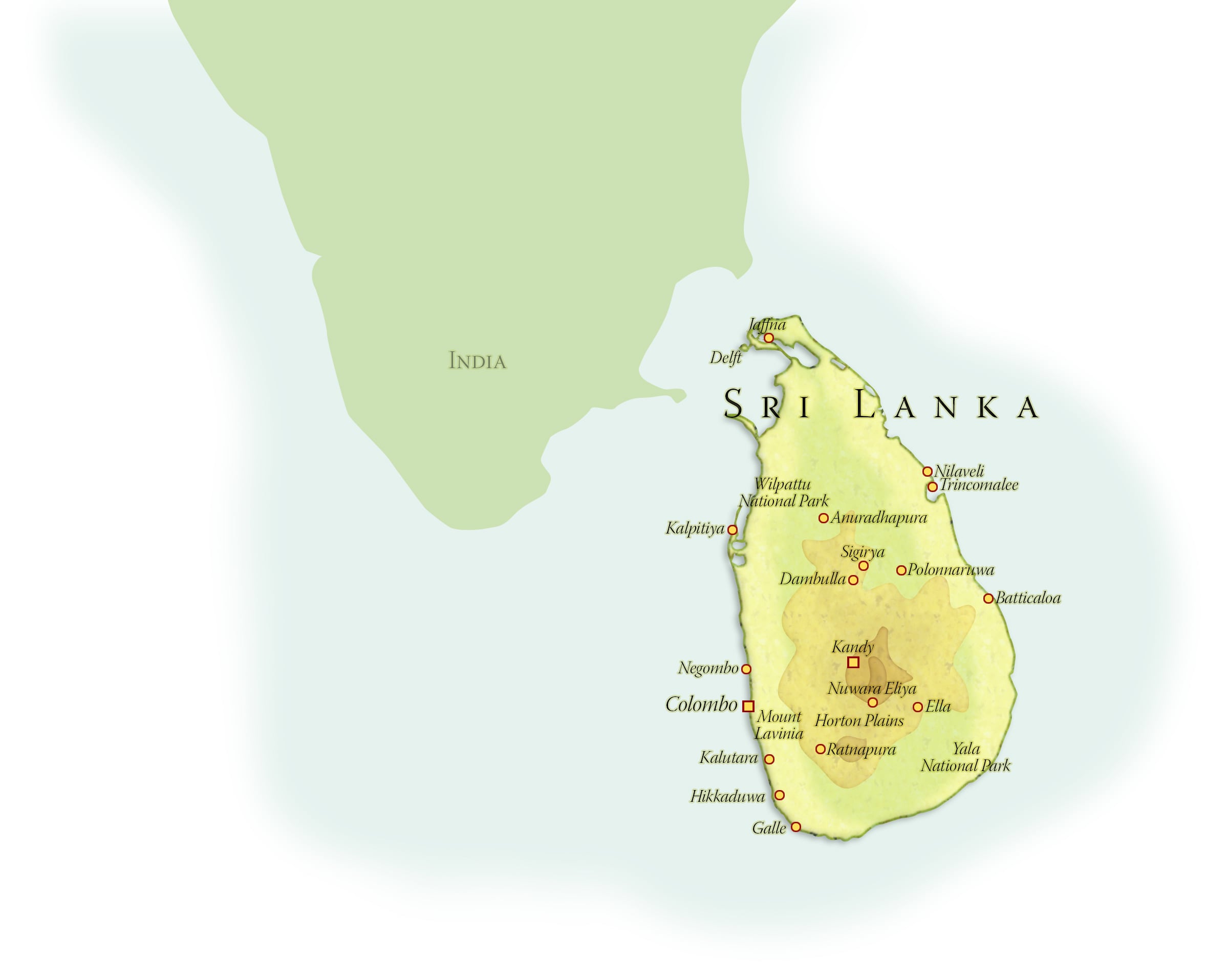 Landkaart Sri Lanka