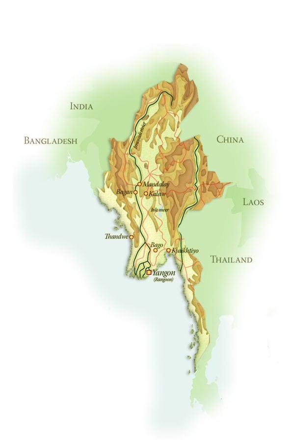 Landkaart Myanmar