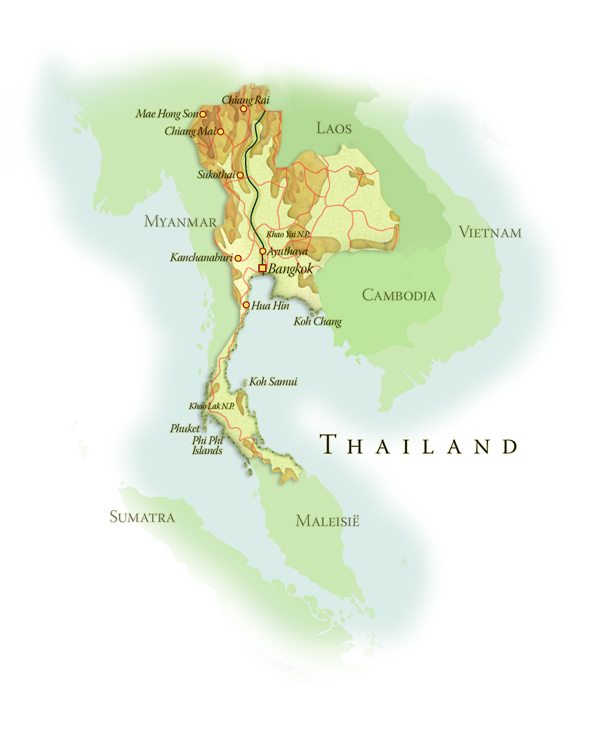 Landkaart Thailand